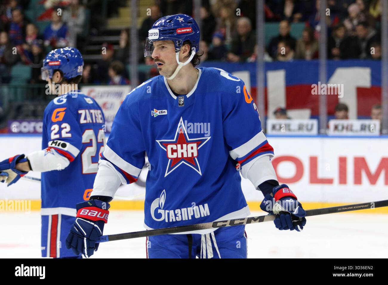 Saint Petersburg, Russia. 04th Nov, 2025. Andrei Pedan (3) of SKA Hockey Club seen in action during the Hockey match, Kontinental Hockey League 2025/2026 between SKA Saint Petersburg and Dynamo Moscow at the Ice Sports Palace. (Final score; SKA Saint Petersburg 1:2 Dynamo Moscow). Credit: SOPA Images Limited/Alamy Live News Stock Photo