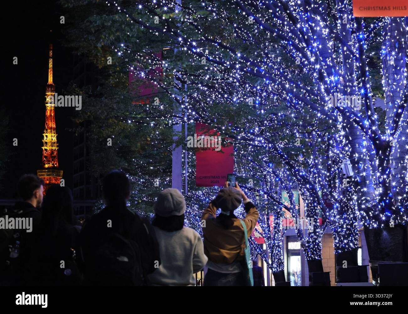 Red Light Roppongi Illuminations are lit up prior to Christmas at Roppongi Hills in Minato ...