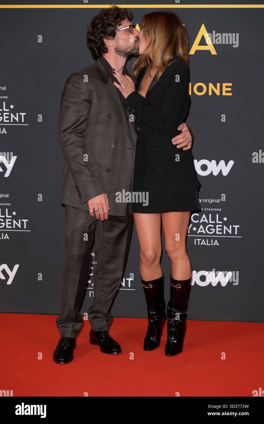 Rome, Italy. 04th Nov, 2025. Francesco Montanari (l) and Federica Sorino (l) attend the red carpet of Sky tv program Call my agent Italia terza stagione. Credit: SOPA Images Limited/Alamy Live News Stock Photo