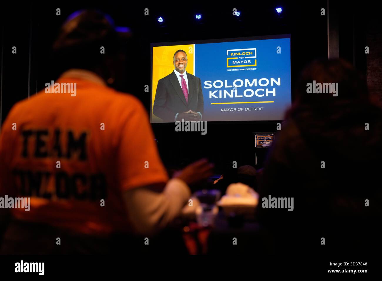 A photo of Detroit mayoral candidate Solomon Kinloch is displayed ...