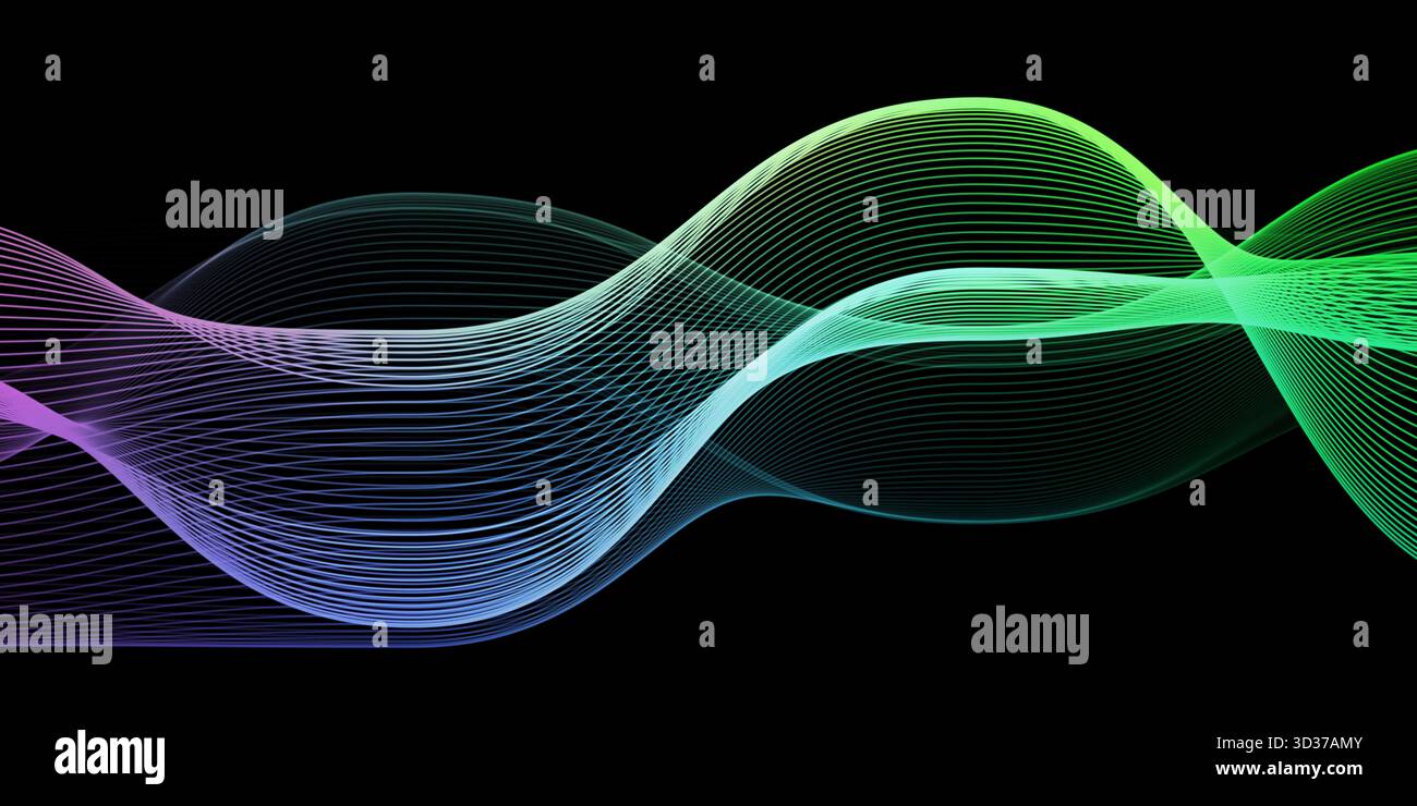 Abstract Sound Waves With Flowing Light Streaks Stock Photo