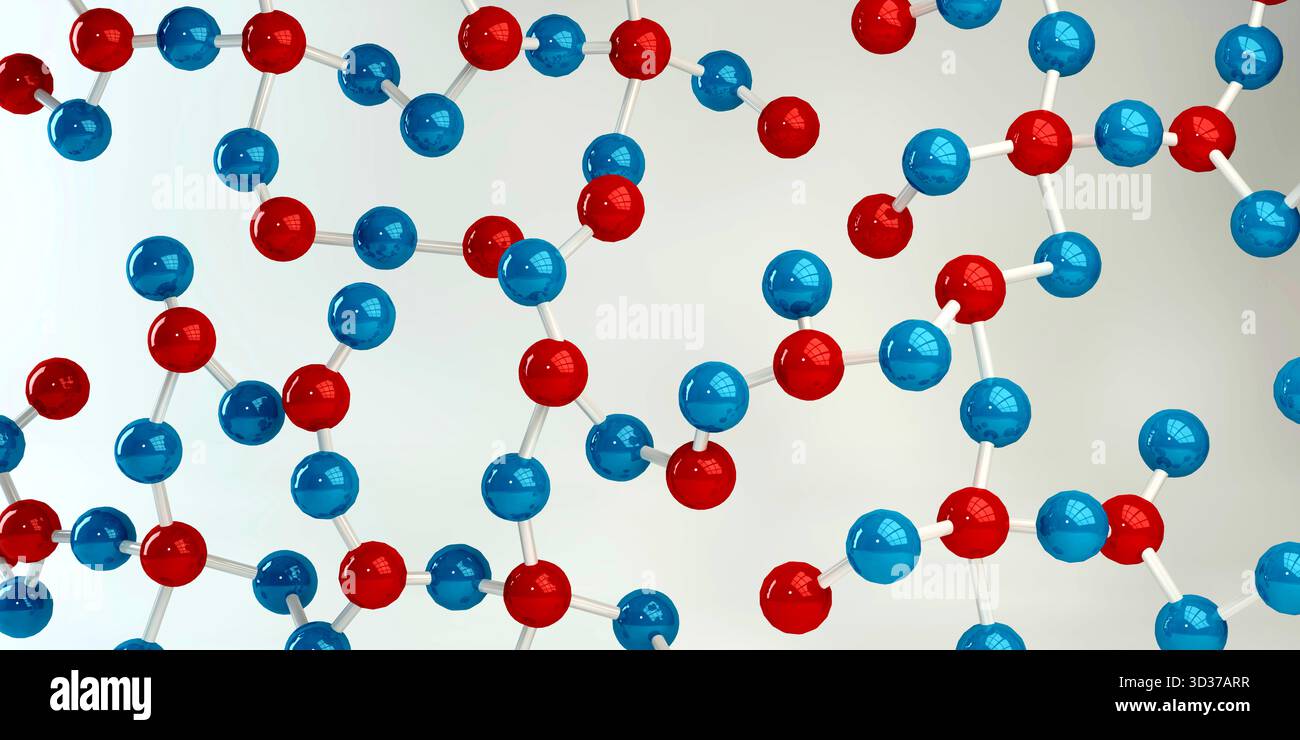 Abstract Molecules Design Background in Blue and Red Stock Photo