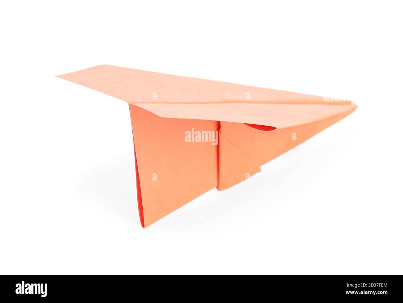 Orange paper plane on white background Stock Photo