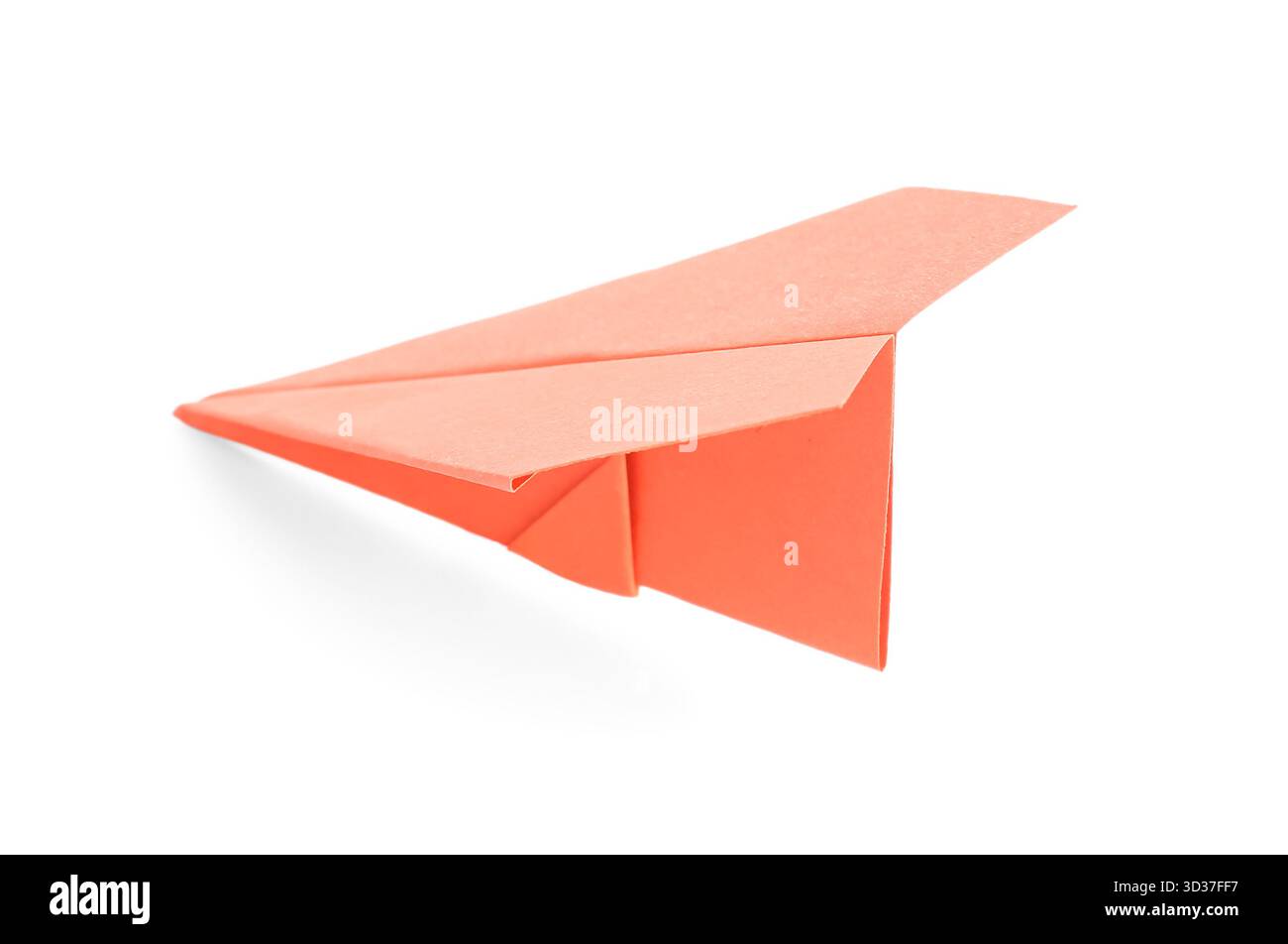 Orange paper plane on white background Stock Photo