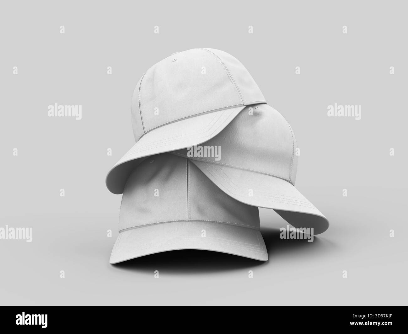 Three Classic Baseball Cap Models Stacked Mockup Stock Photo - Alamy