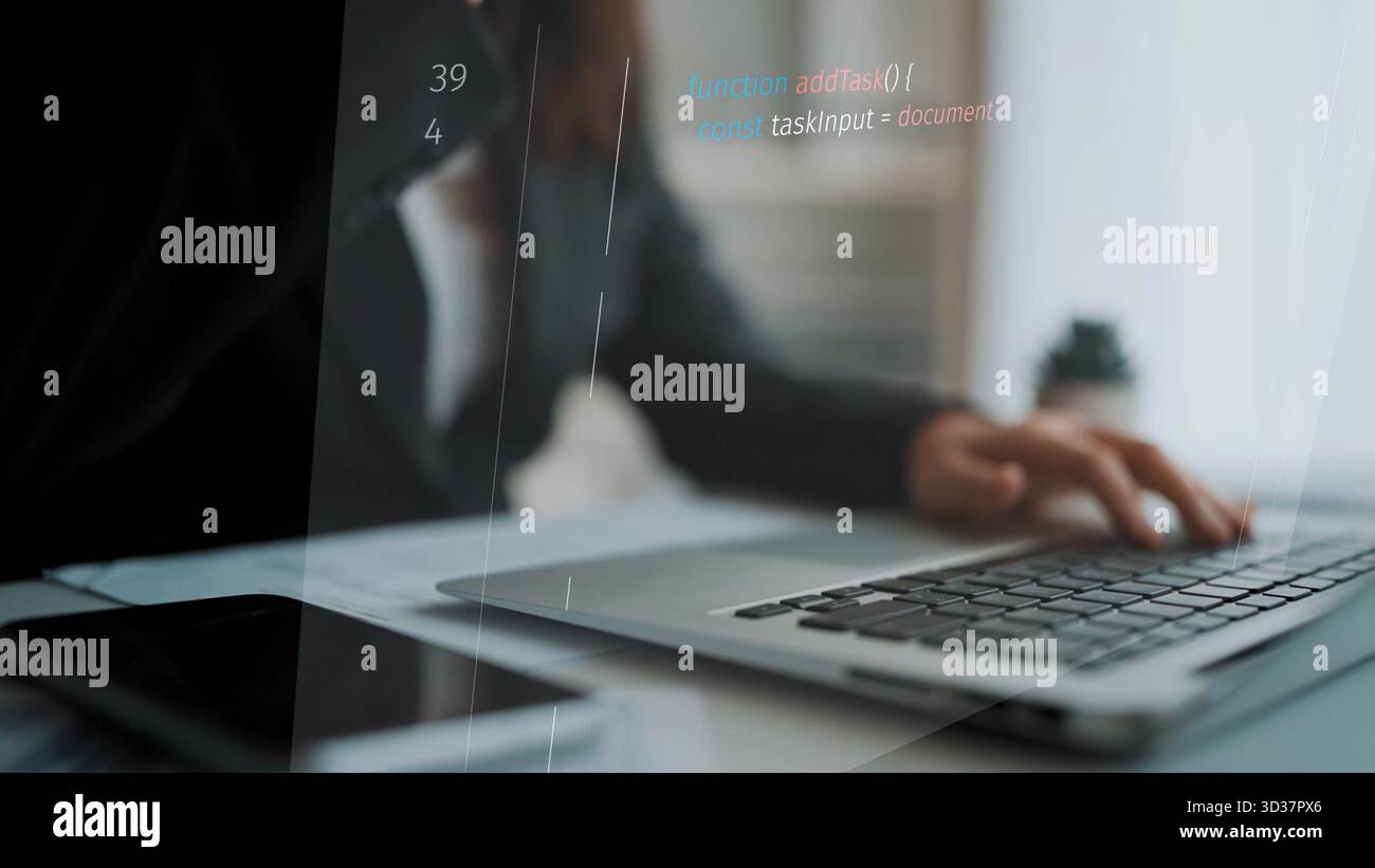 Script programming for task manager user interface, handling form submission, input validation, task list rendering, and exception alerts with dynamic Stock Photo