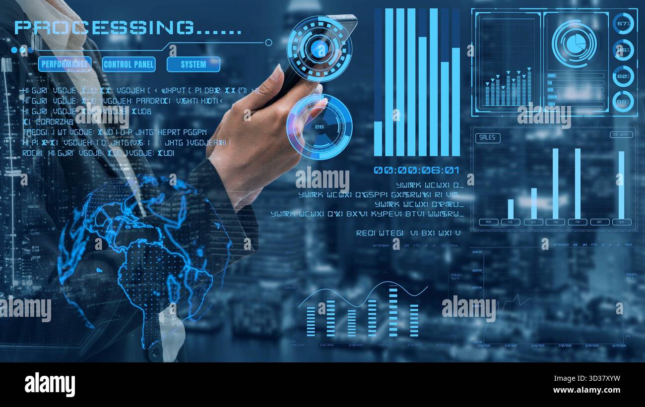 Data analytics and big data strategy for real-time analytics, predictive data modeling, business intelligence analytics, and data-driven decision Stock Photo