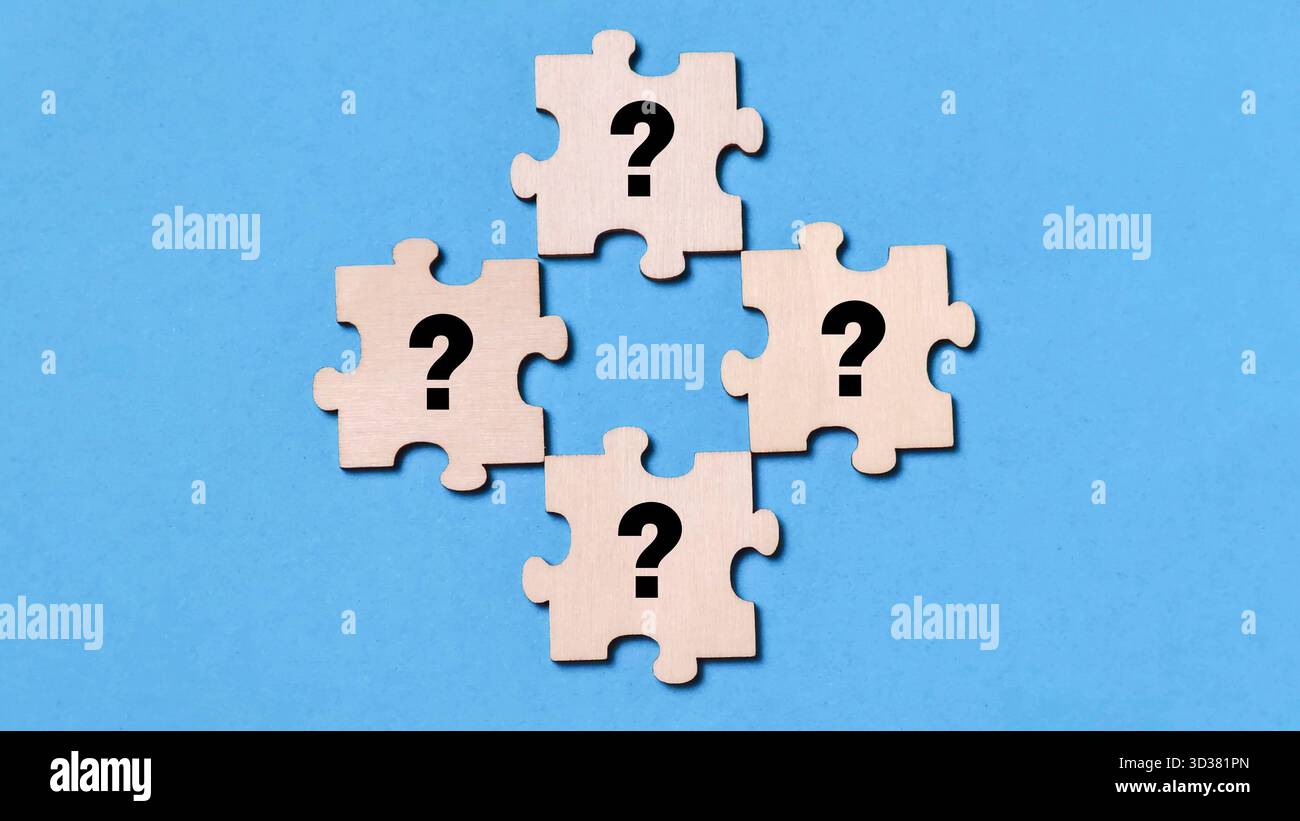 Question. Answer Puzzle Asking Questions and Problem Solving Concept with Four Puzzle Pieces ...