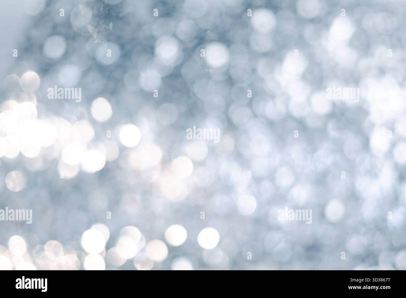 Abstract Silver Blue Bokeh Light Background Stock Photo
