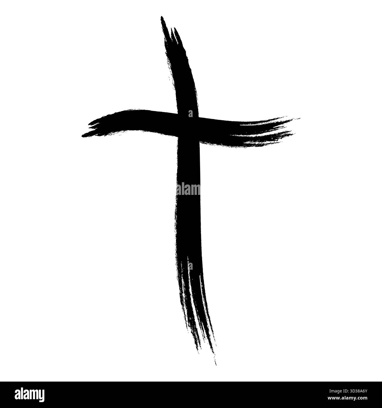 Textured cross icon made with expressive black paint brushstrokes Stock ...