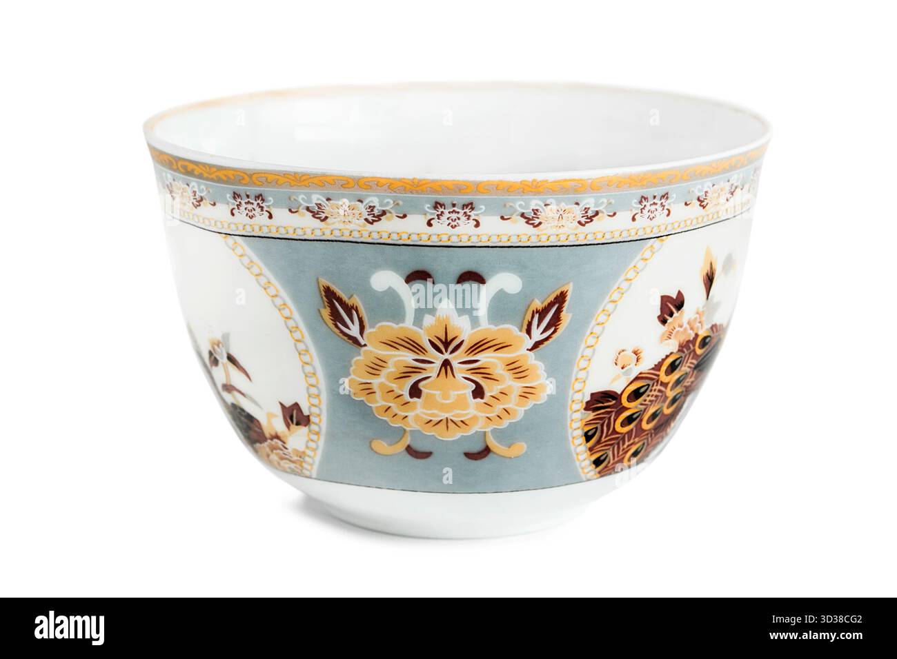 Vintage porcelaing ornamental small bowl isolated on white background Stock Photo