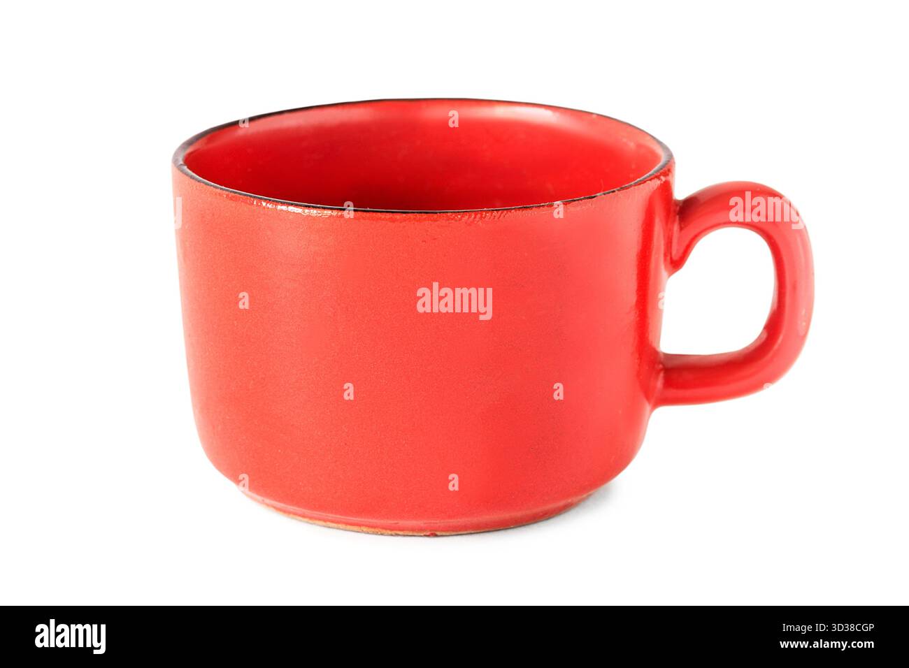 Red empty ceramic coffee cup isolated on white background Stock Photo