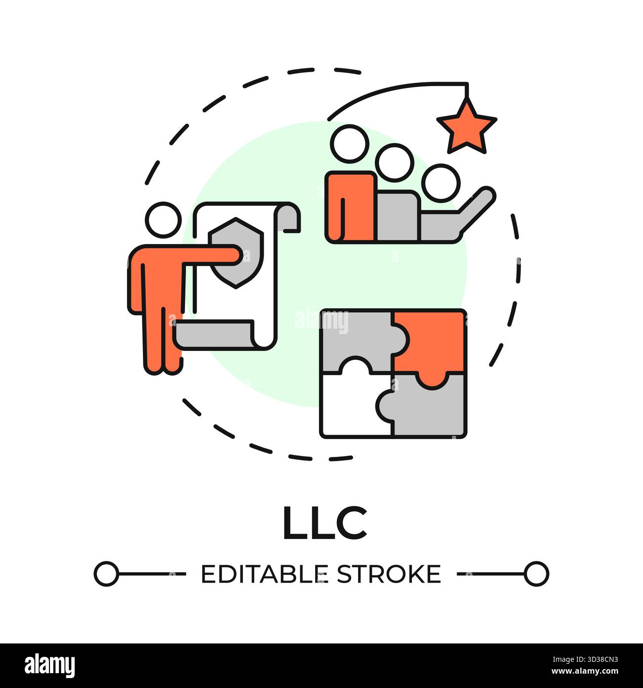 LLC multi color concept icon Stock Vector