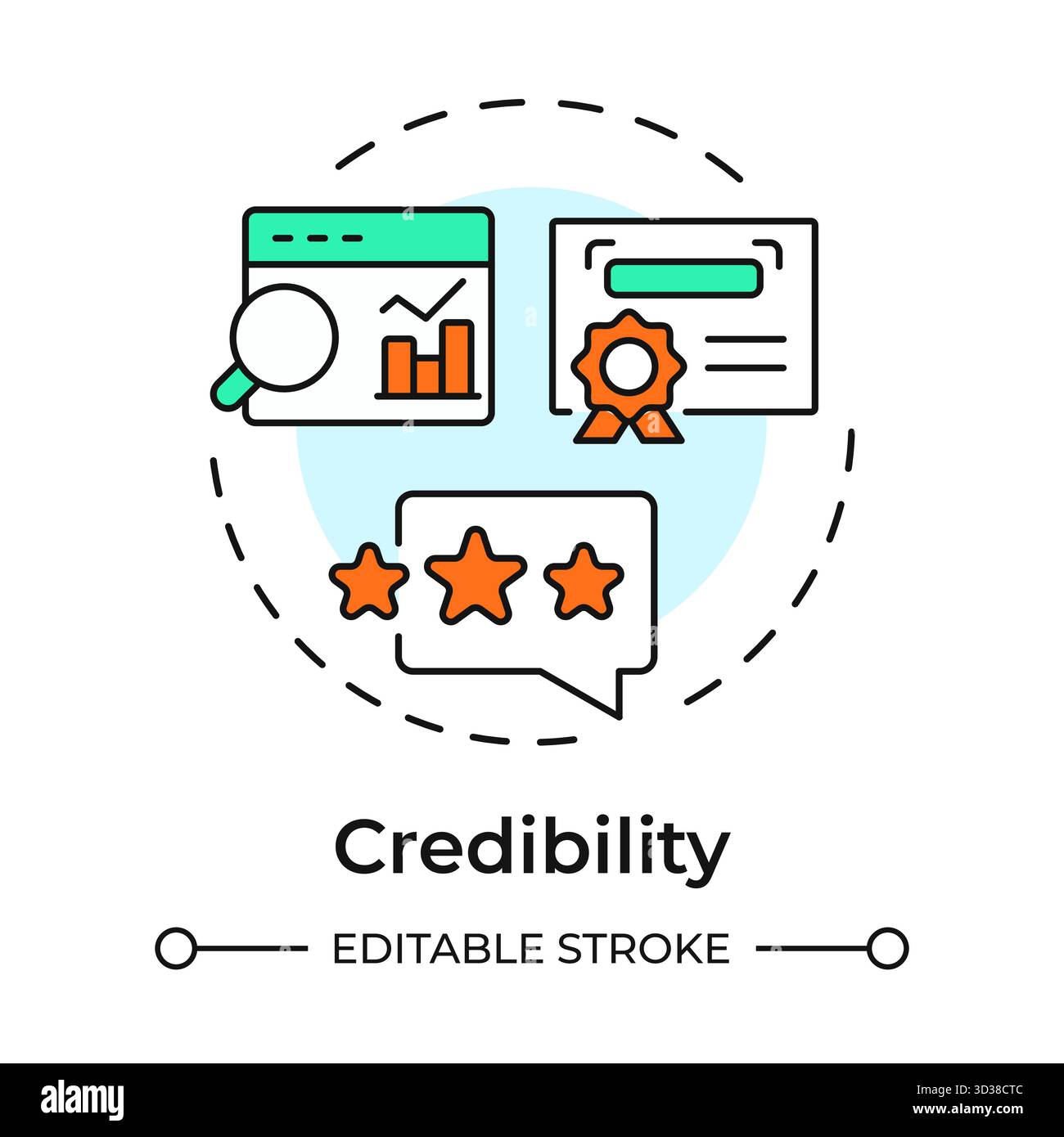 Credibility multi color concept icon Stock Vector