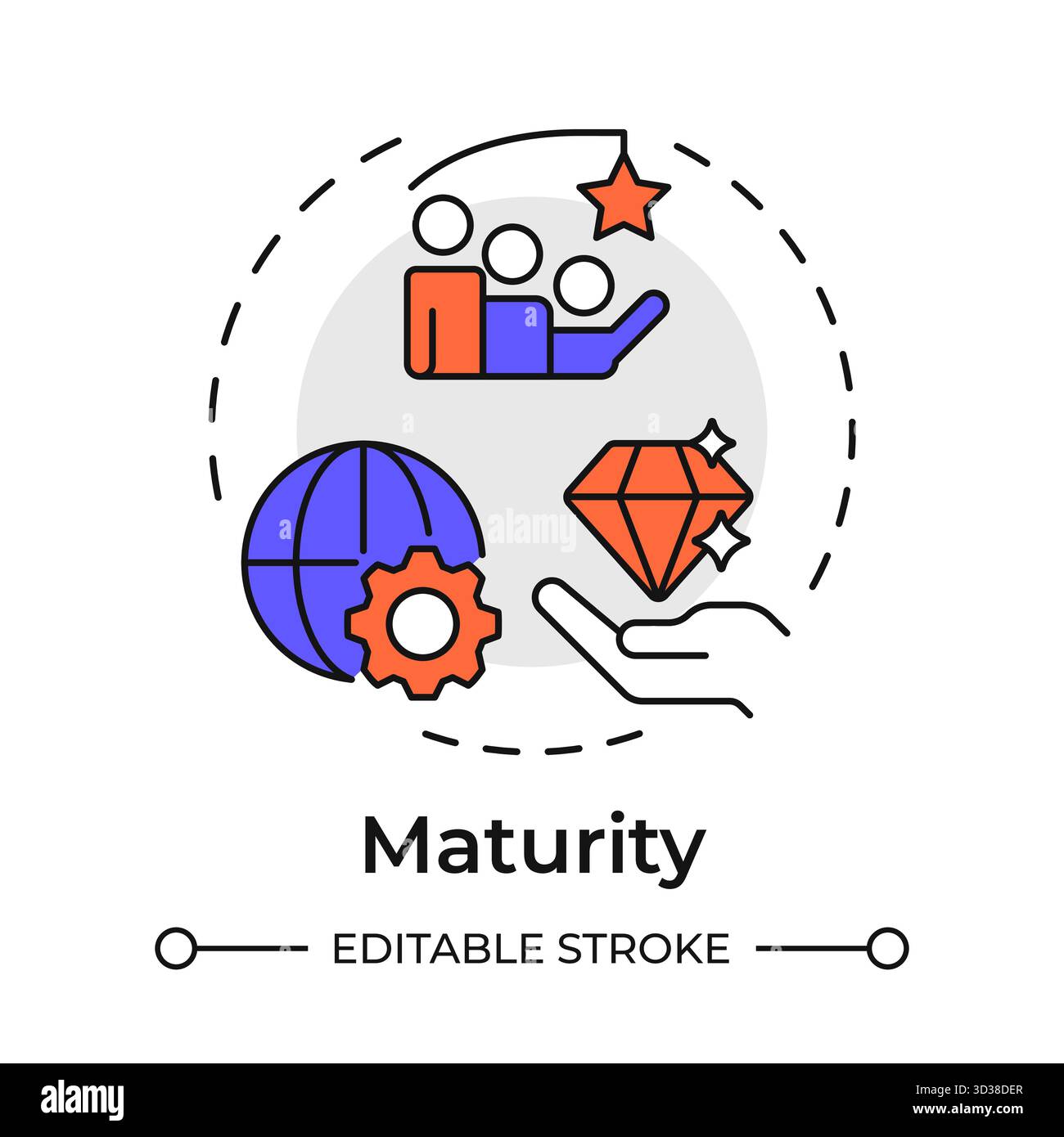 Maturity multi color concept icon Stock Vector
