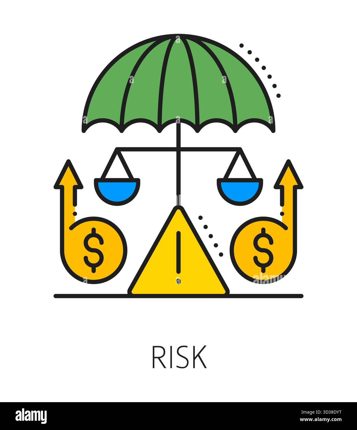 Investment risk, business color line icon or sign. Stock market ...