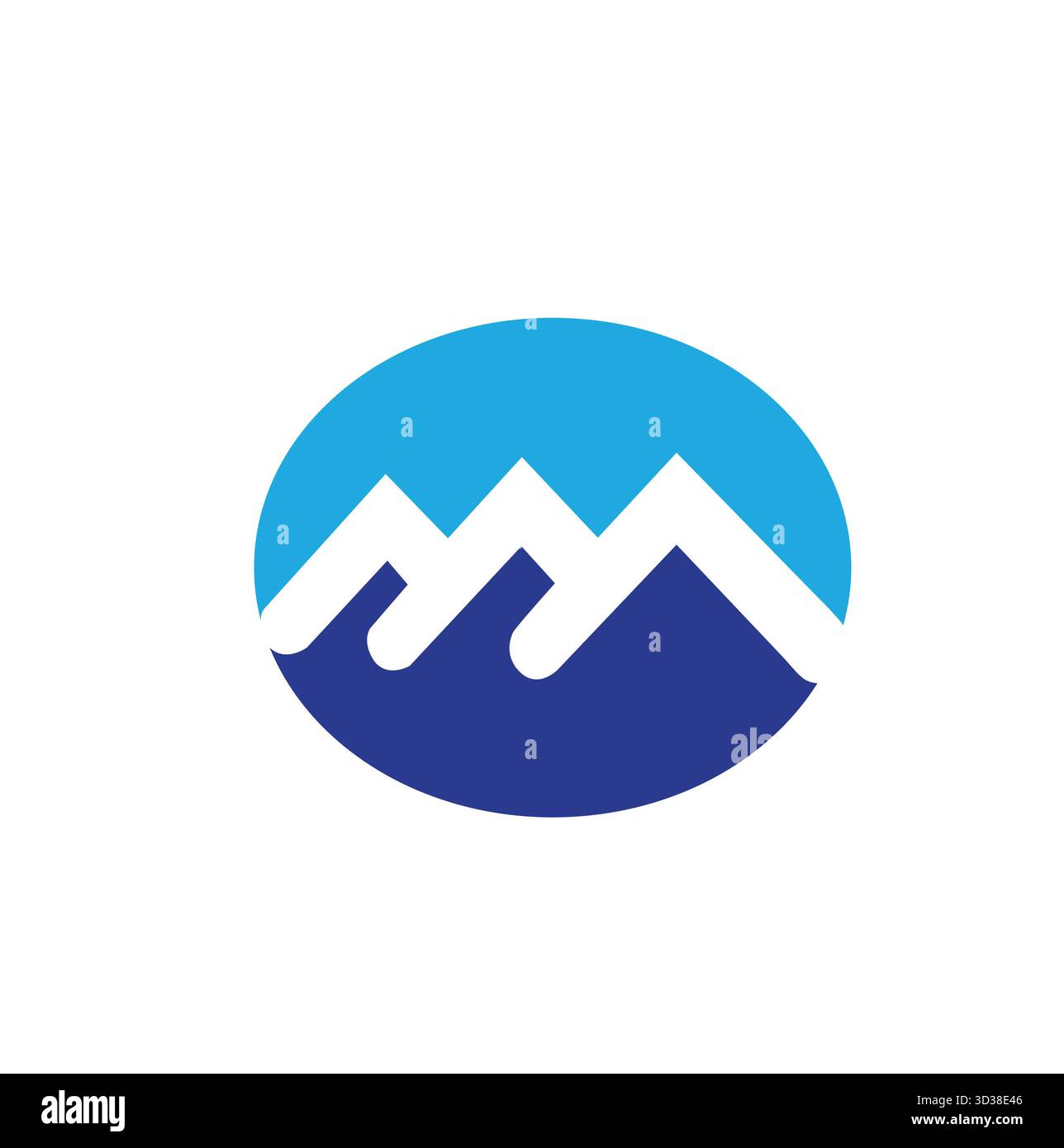 Oval mountain with oval blue space logo vector symbol icon design illustration Stock Vector