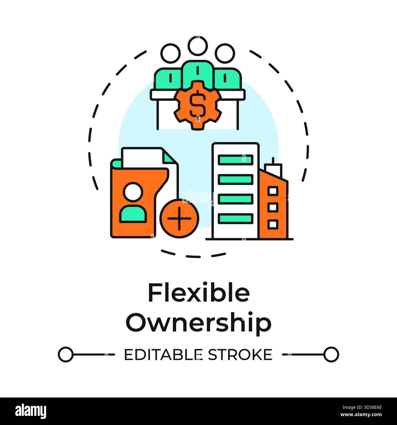 Flexible ownership multi color concept icon Stock Vector