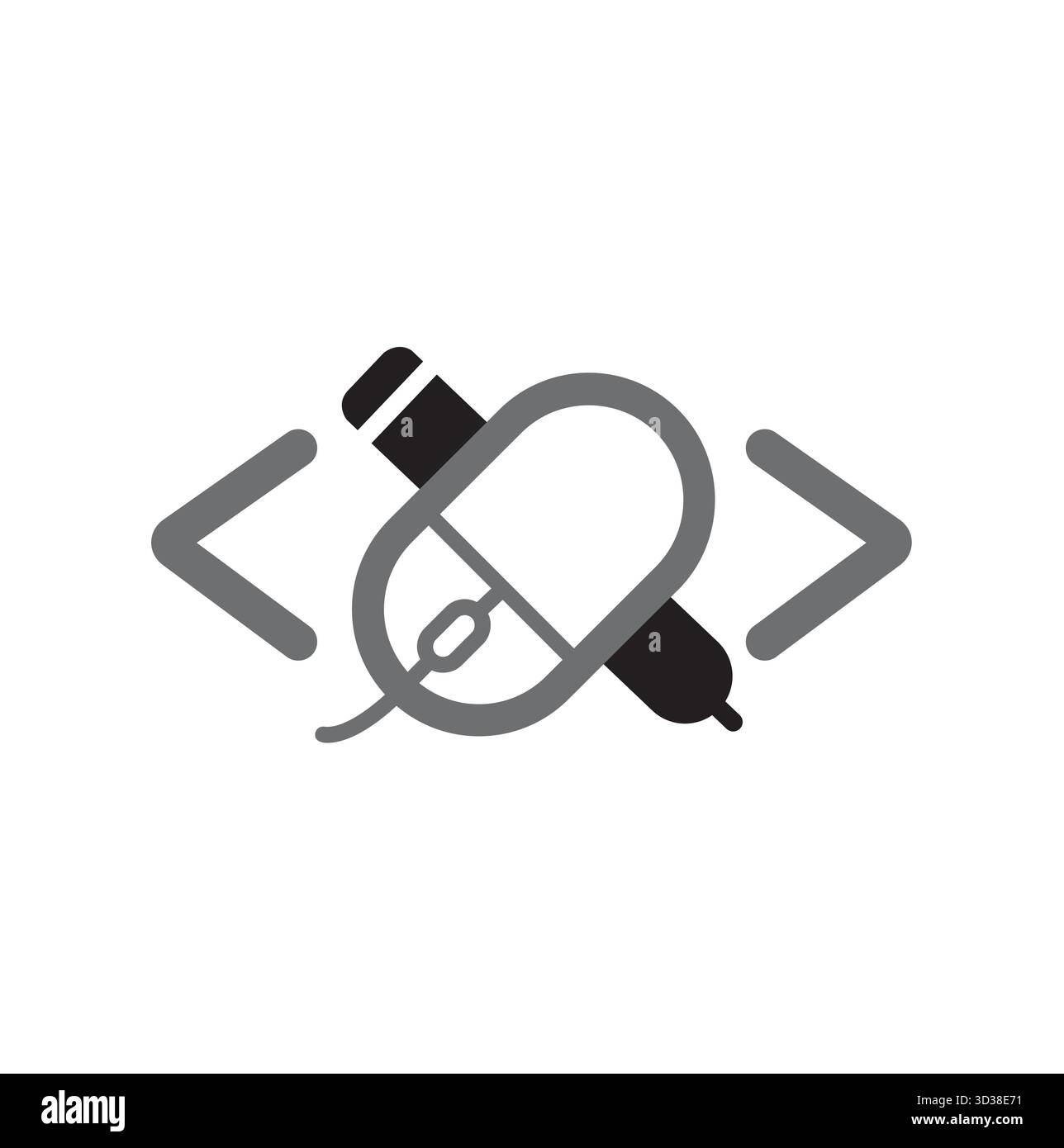 Creative Mouse And Pen Code Symbol Logo Vector Icon Design Illustration Stock Vector