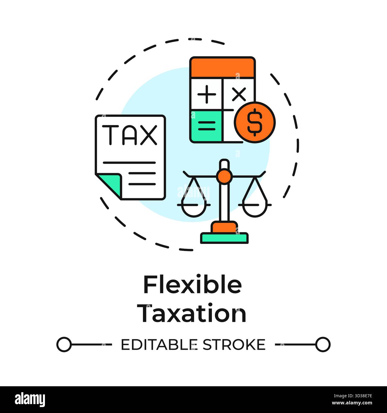 Flexible taxation multi color concept icon Stock Vector