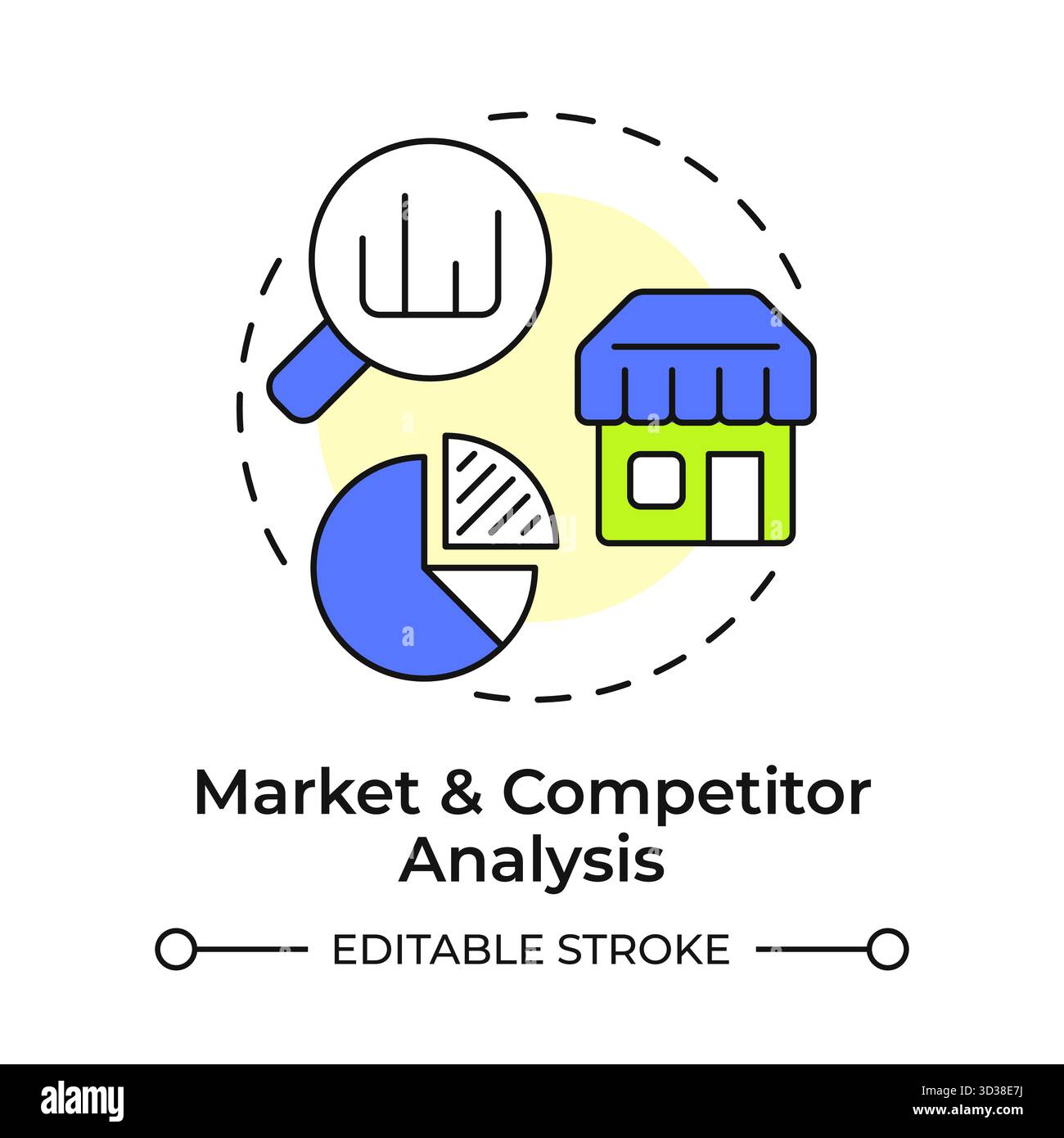 Market and competitor analysis multi color concept icon Stock Vector