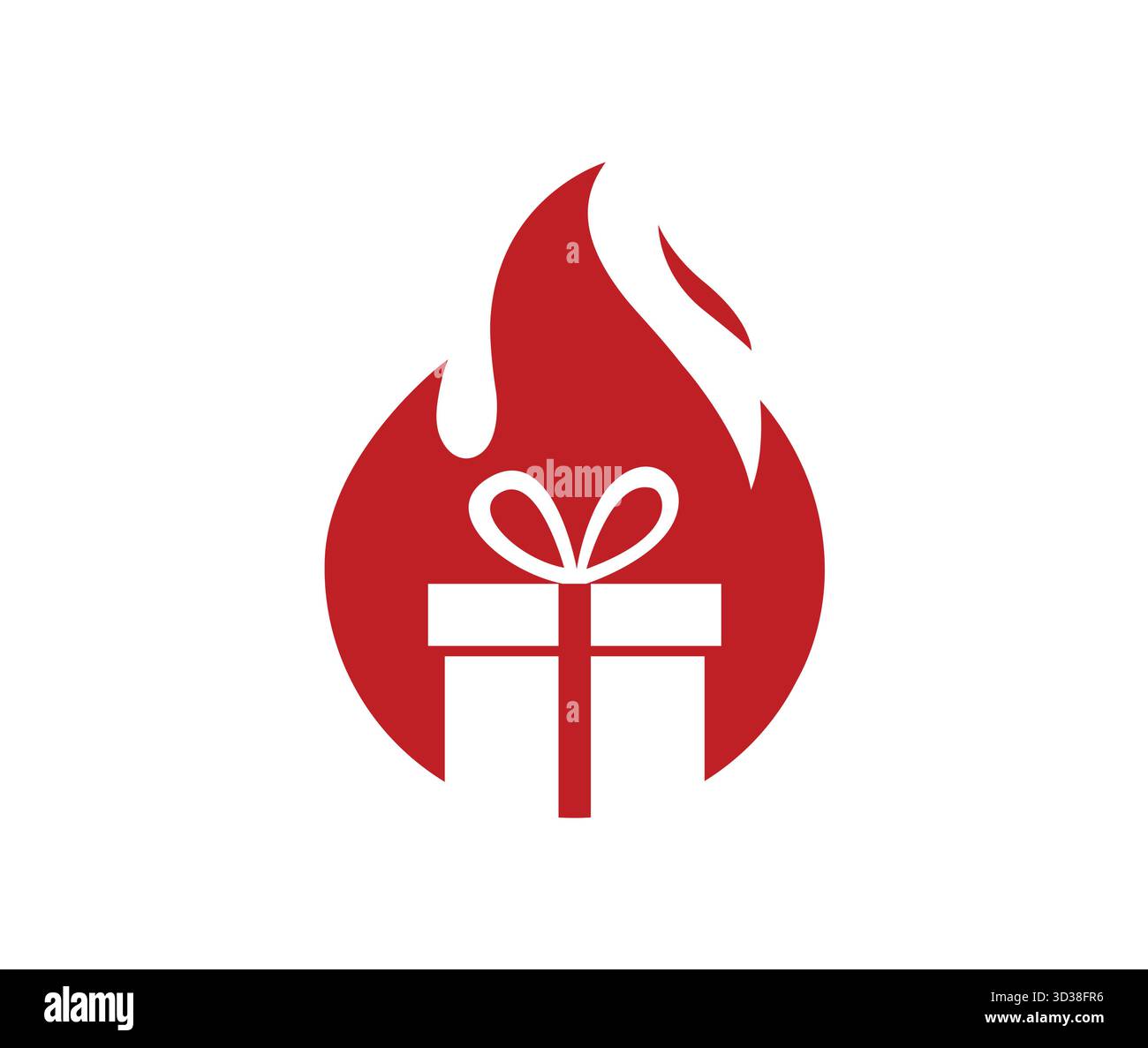 creative gift box and flame fire logo vector icon symbol Stock Vector