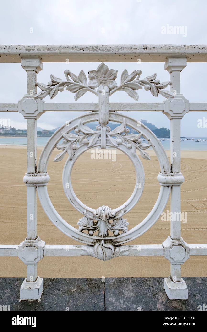 Close Up of Iconic White Ornamental Railing Detail of La Concha Beach ...