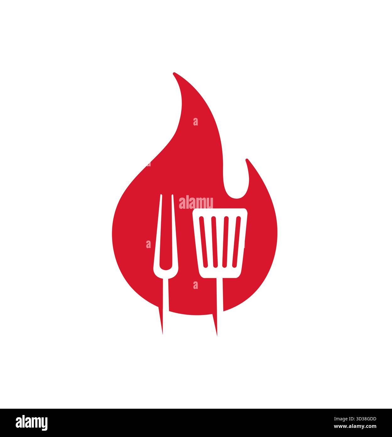 creative fire flame and cooking equipement spatula and fork logo vector ...