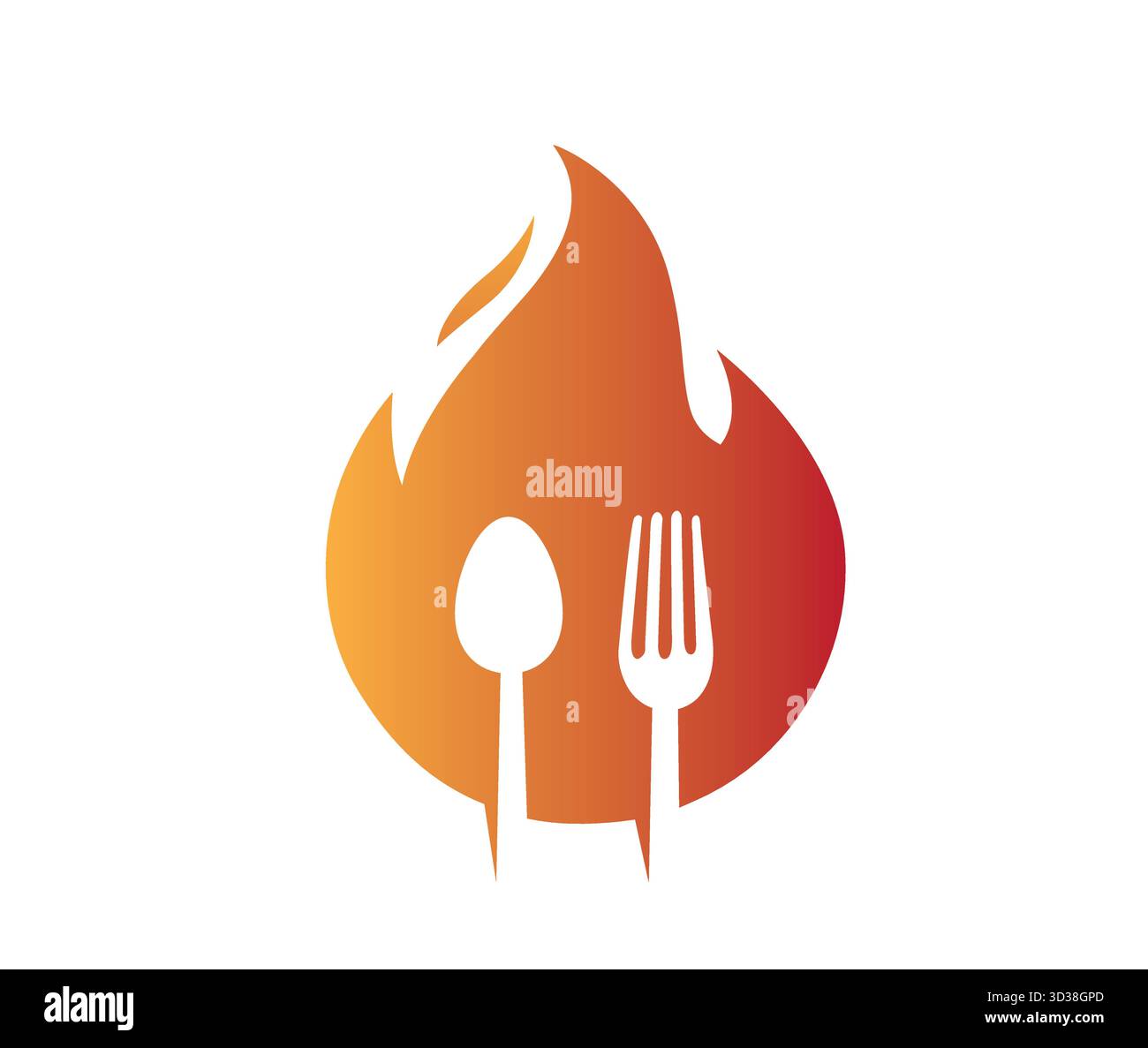 creative flame fire fork spoon logo vector Stock Vector
