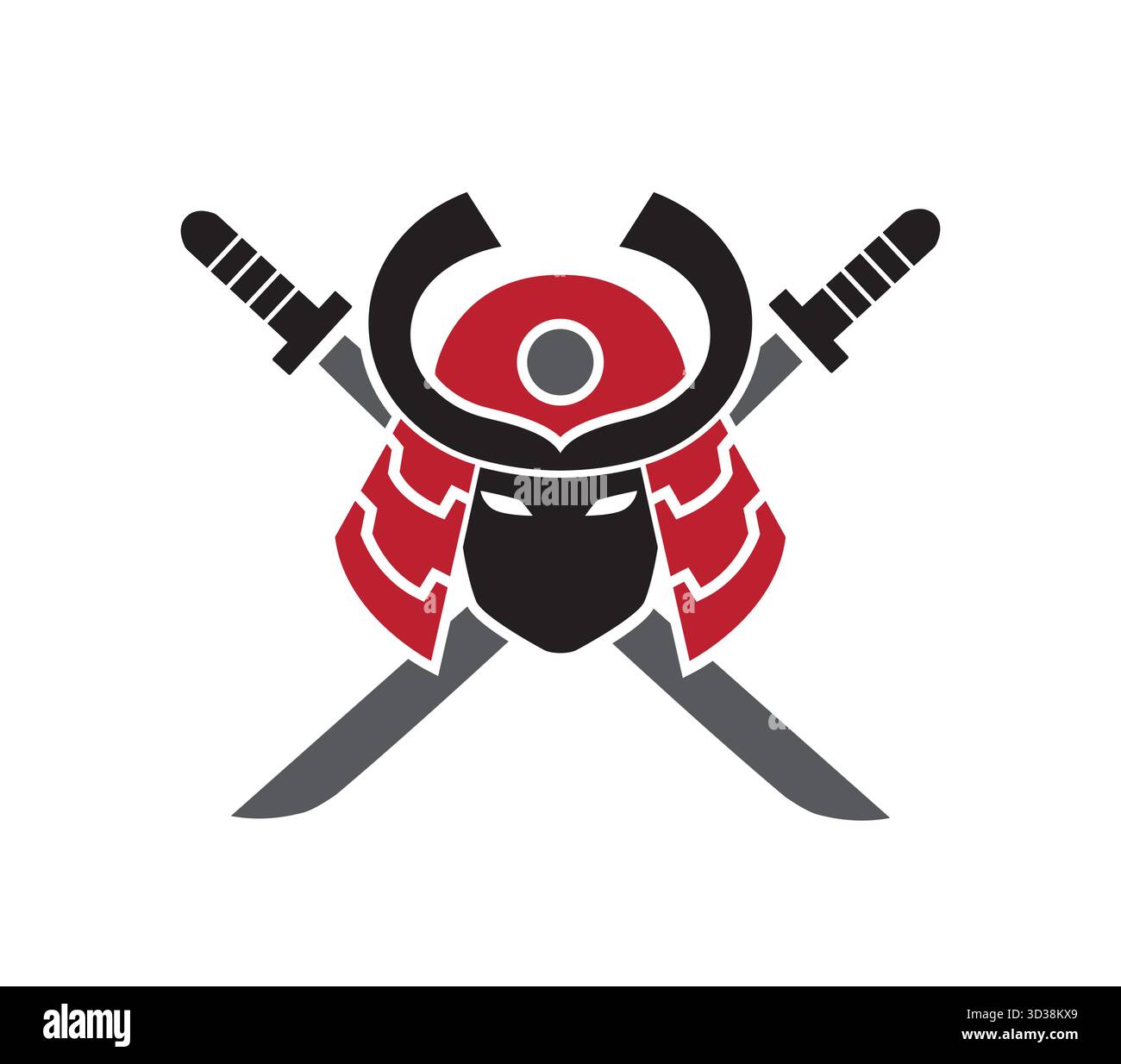 Samurai Helmet And Two Swords Logo Vector Symbol Design Stock Vector