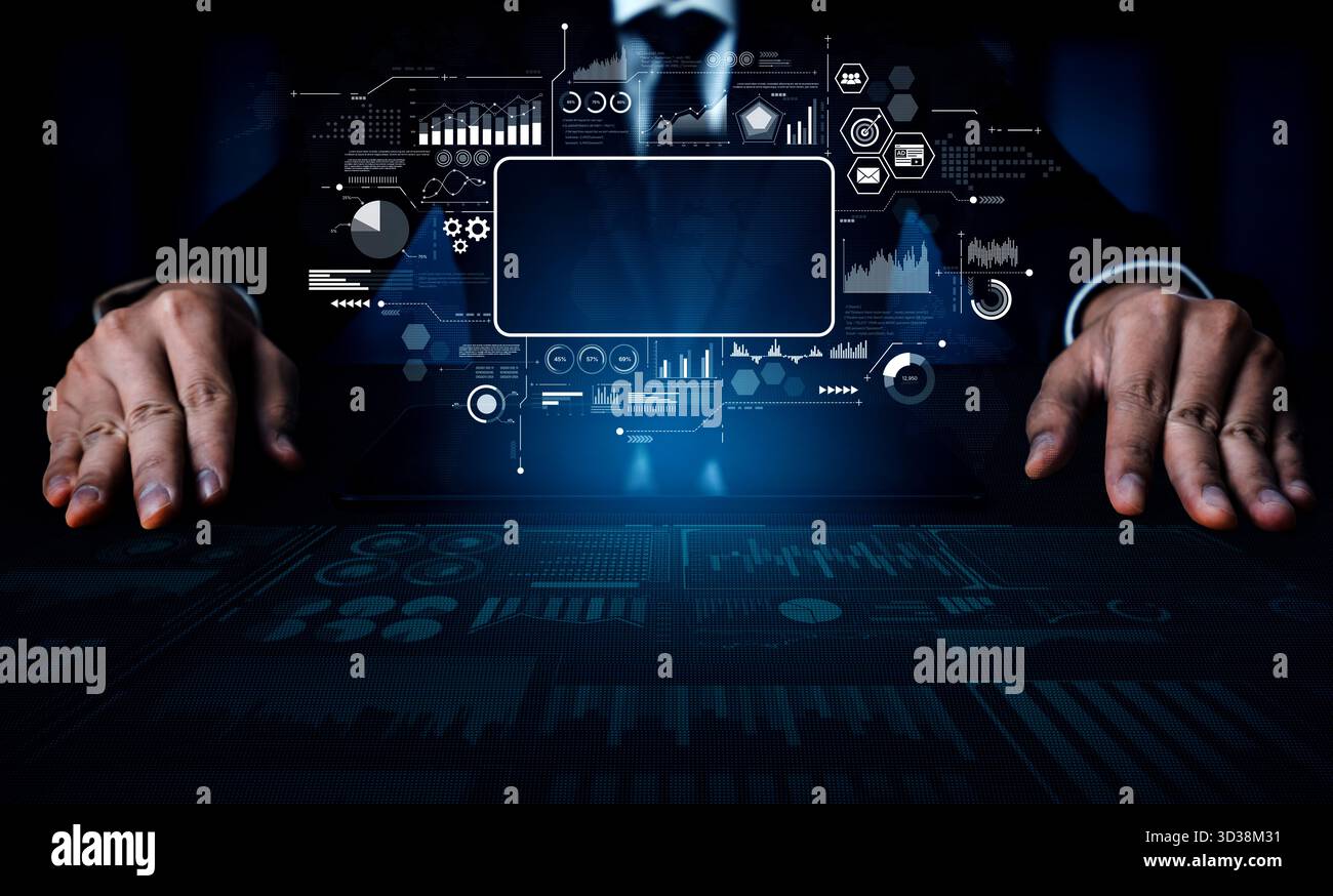 Data analytics and big data strategy for real-time analytics, predictive data modeling, business intelligence analytics, and data-driven decision Stock Photo