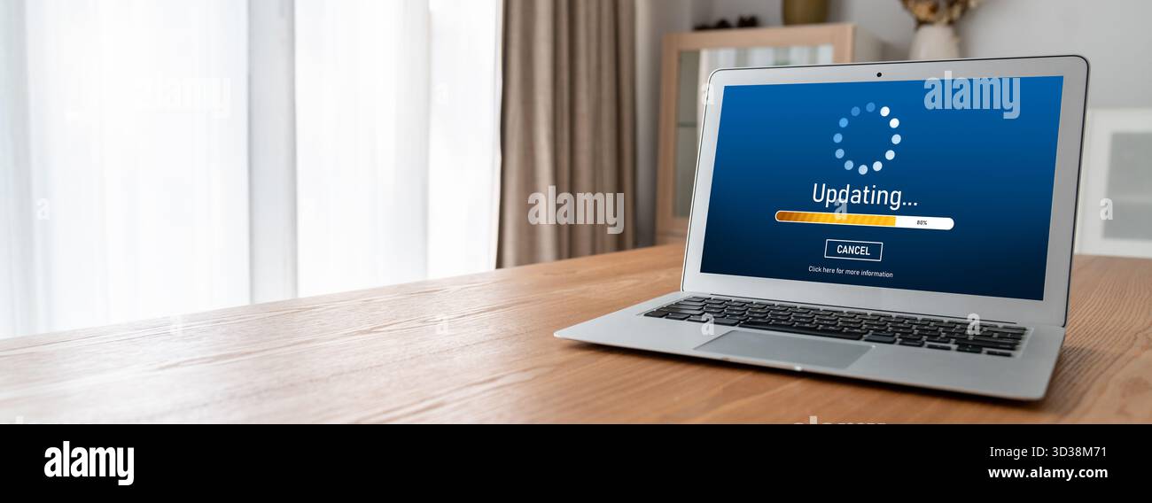 Software update on computer for modish version of device software upgrade Stock Photo