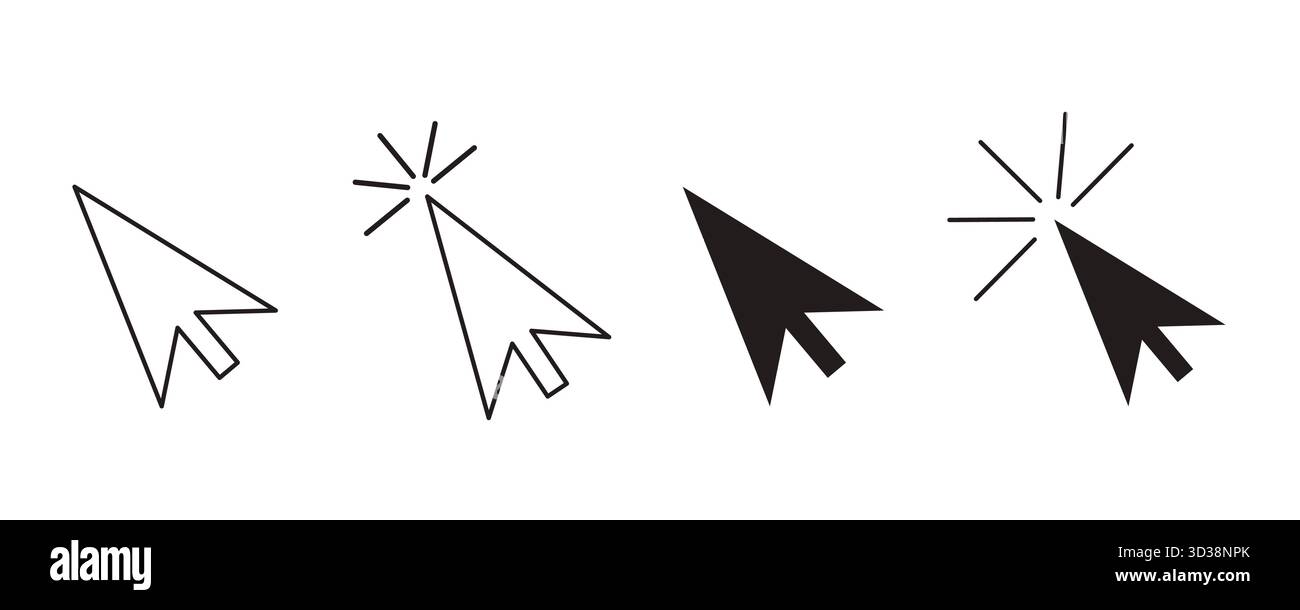 Cursor arrow pointer, click here mouse load symbol. Pointer cursor and ...