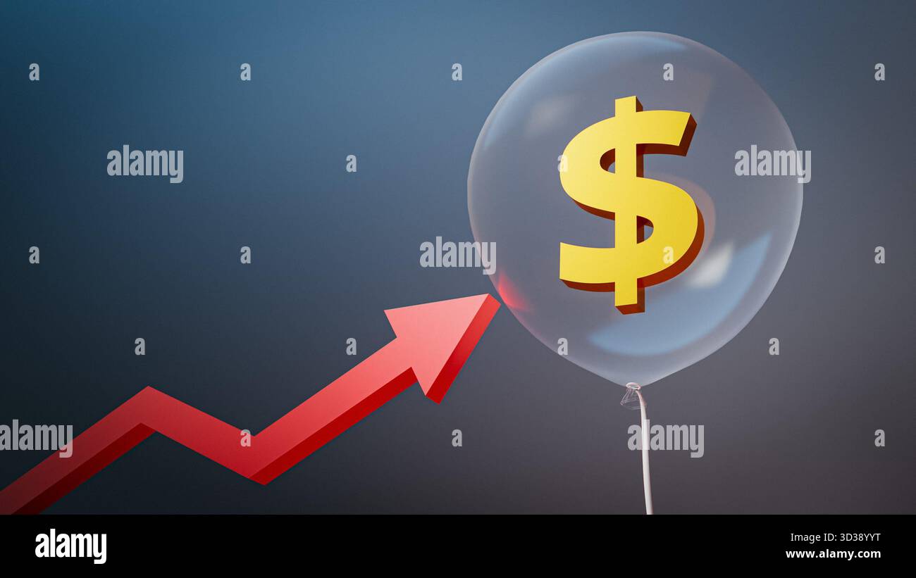 Financial Bubble Risk Concept: Rising Graph Arrow Pointing to Dollar ...