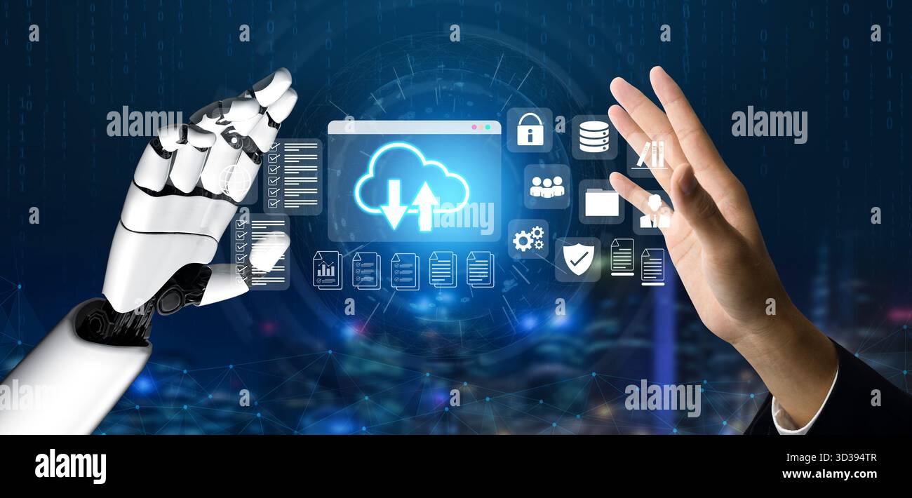 AI automating data synchronization and storage management, enhancing performance and data security in cloud environments Parse Stock Photo
