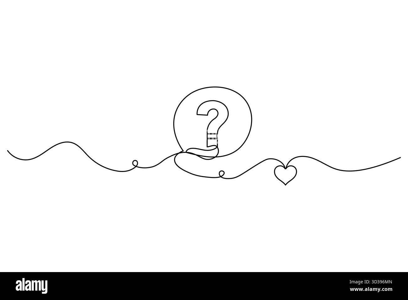 Question mark continuous one line drawing outline vector illustration ...