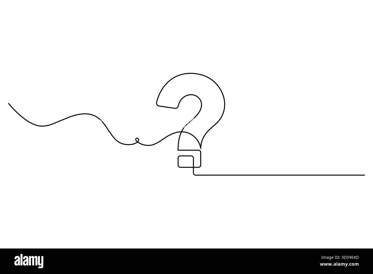 Question mark continuous one line drawing of isolated simple vector ...