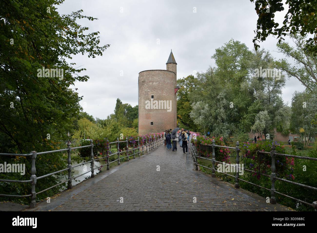 Minnewaterbrug (Lover's Bridge), Bruges, Belgium, Europe Stock