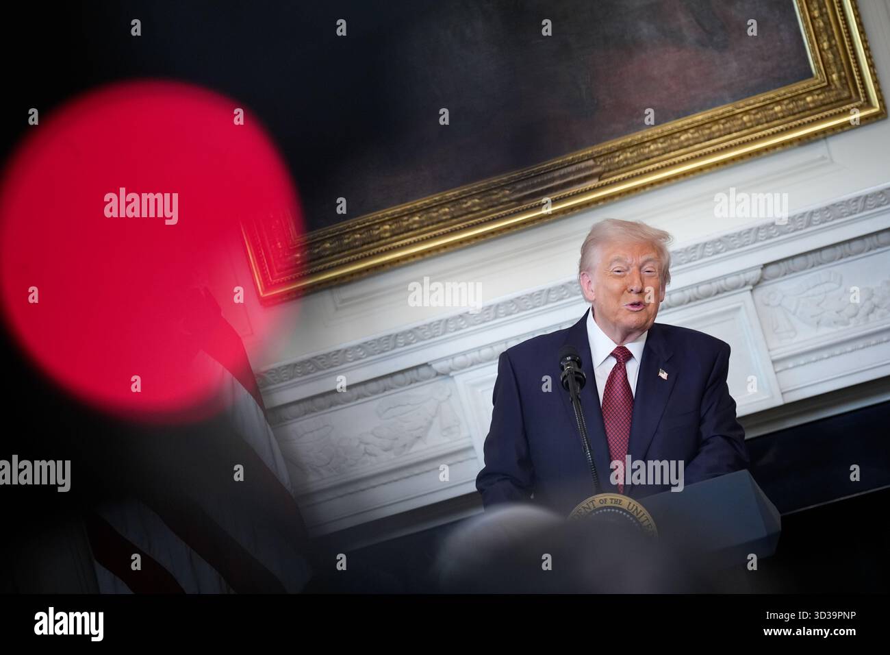 US President Donald Trump delivers remarks at the breakfast with ...