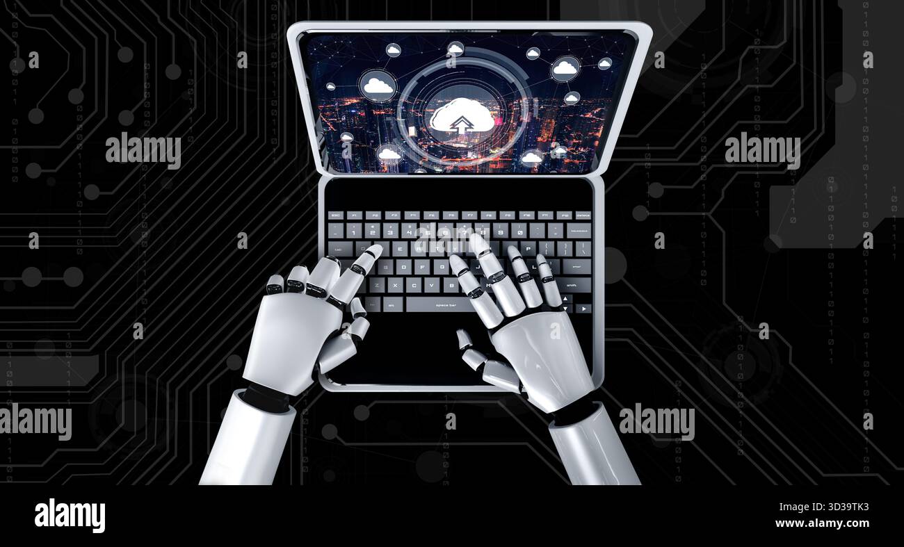 Cloud computing software for modish remote work and personal data storage Stock Photo