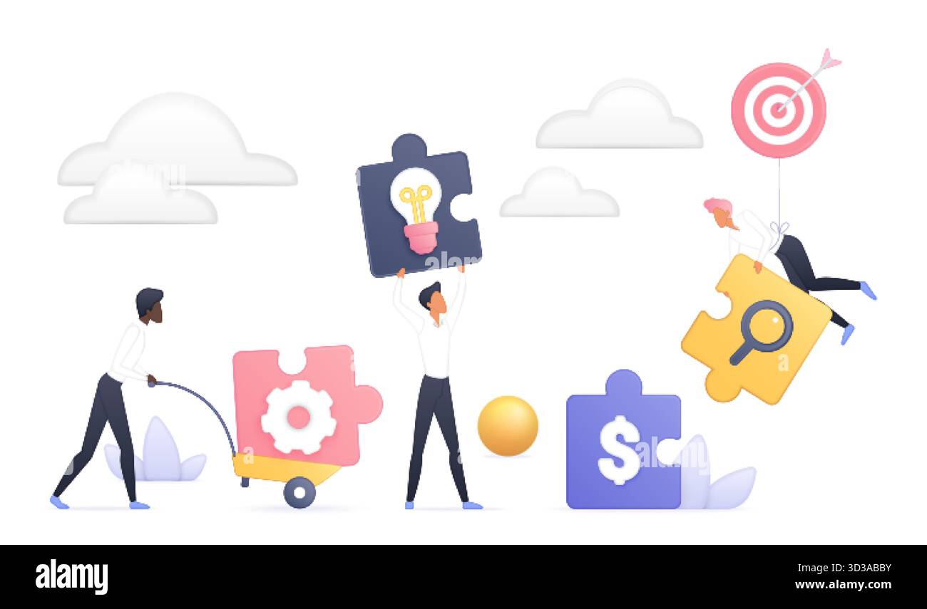 Business teamwork and collaboration concept with people connecting ...