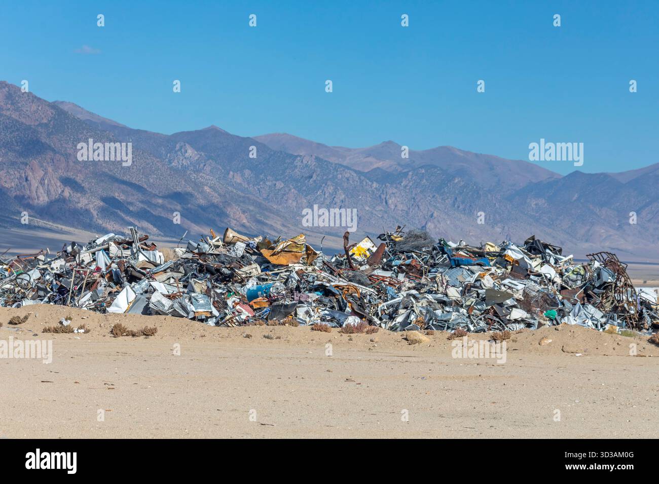 Round Mountain, Nevada - A trash dump near the Kinross Round Mountain open pit gold mine. Stock Photo