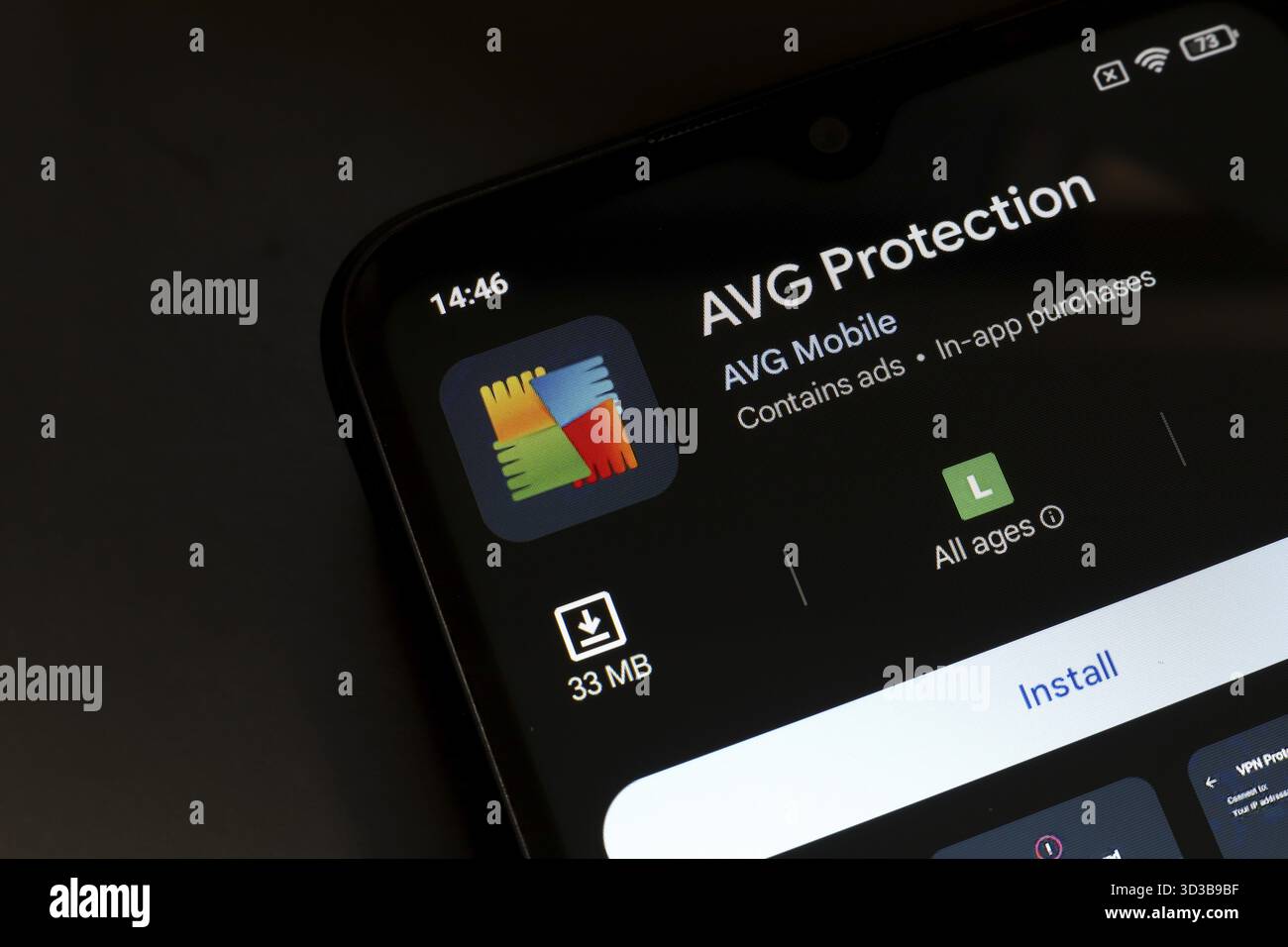 November 4, 2024, Brazil. In this photo illustration, the AVG Protection app logo is displayed on a smartphone screen Stock Photo