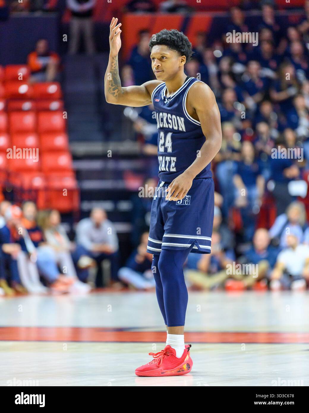 Jackson State's Daeshun Ruffin reacts to a play during an NCAA college ...