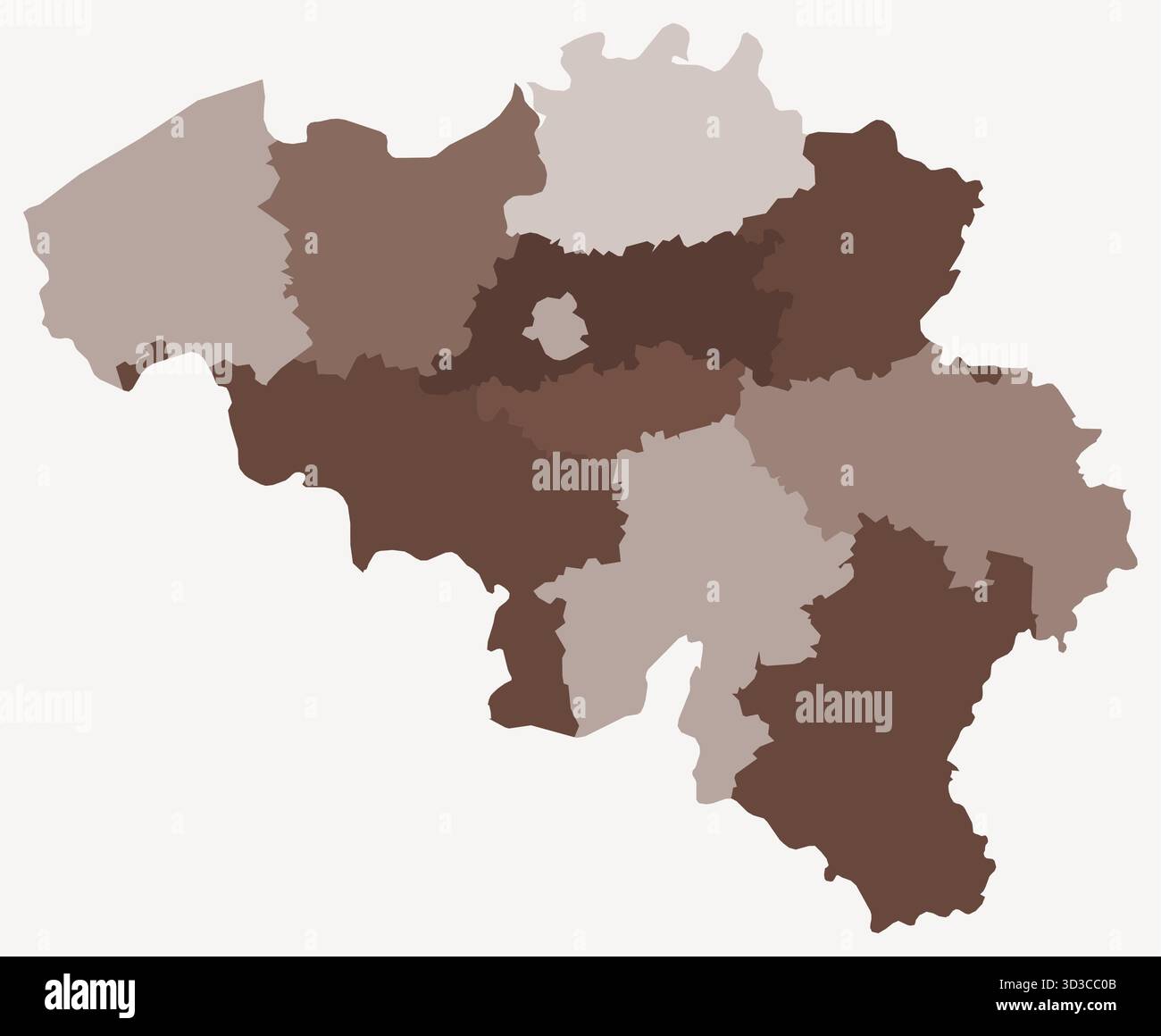 Map of Belgium with regions. Simple country border map with region ...