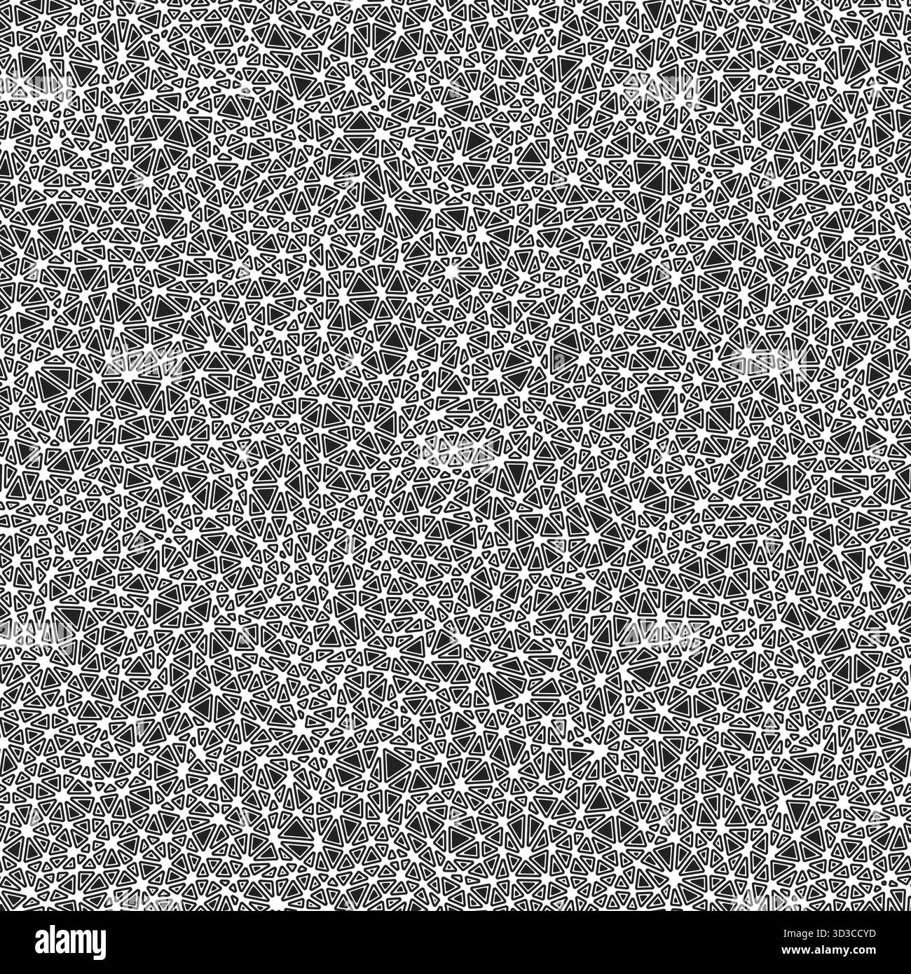Triangles pattern. Rounded solid shapes in frames. Tiny triangles size. Black and white style. Repeatable pattern. Beautiful vector tiles. Stock Vector