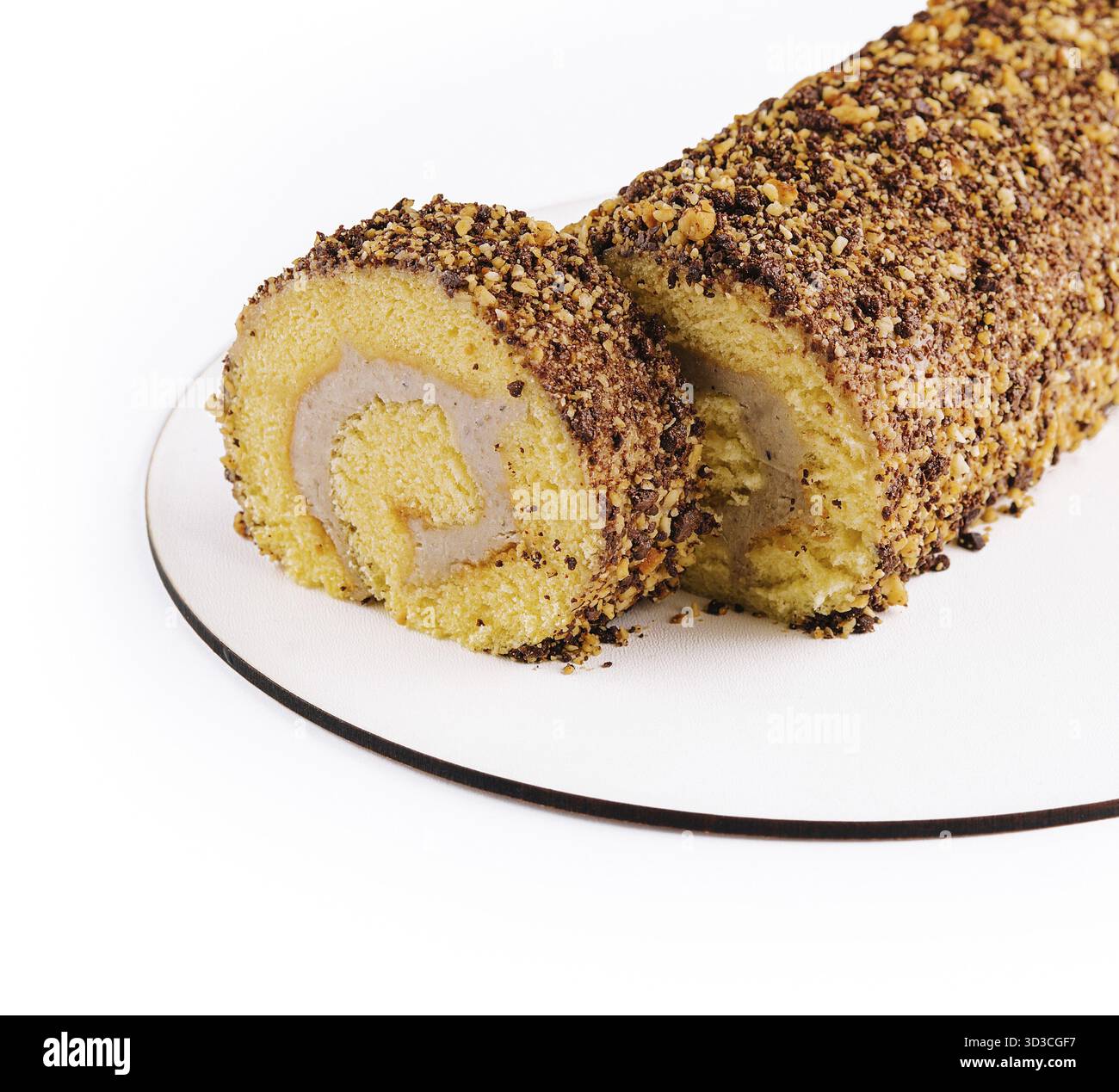 Food, Sponge cake roll isolated on white background Stock Photo