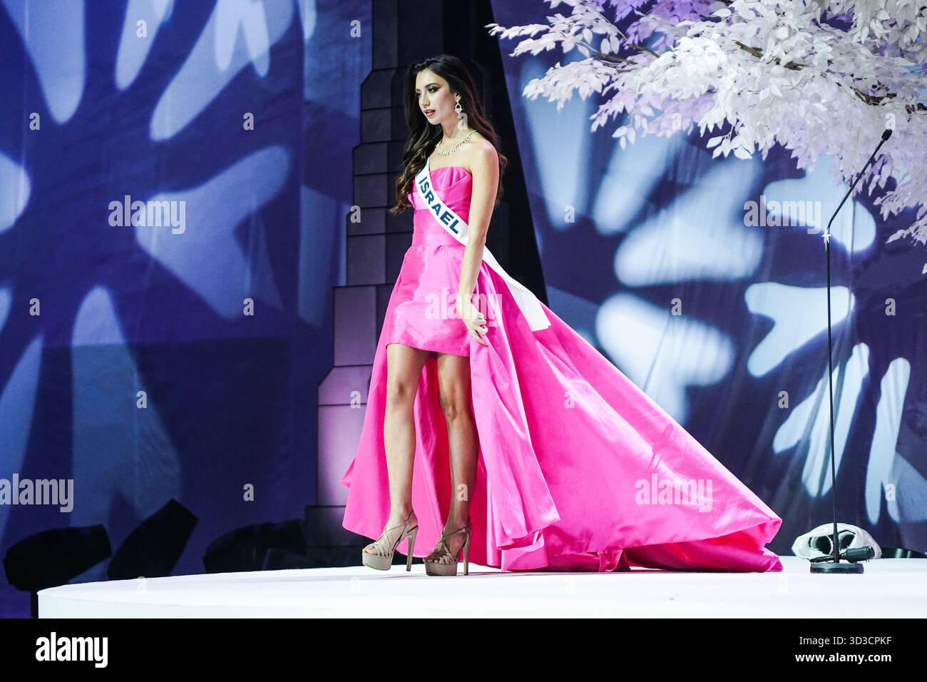 Miss Israel Melanie Shiraz presents on stage during the official Miss