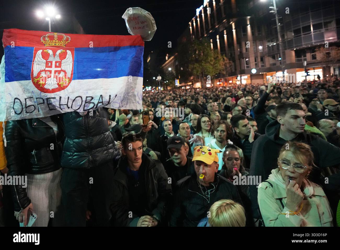 Opponents of Serbia's President Aleksandar Vucic attend a protest in ...