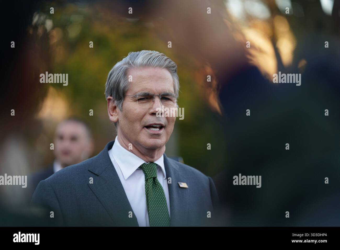 U.S. Secretary of the Treasury Scott Bessent speaks to reporters at the  White House, Wednesday, Nov. 5, 2025, in Washington. (AP Photo/Allison  Robbert Stock Photo - Alamy
